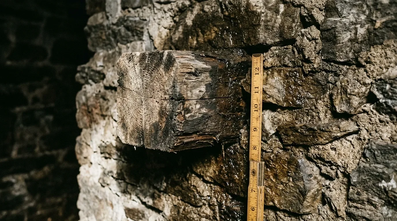 About de solive encastré dans une maçonnerie humide