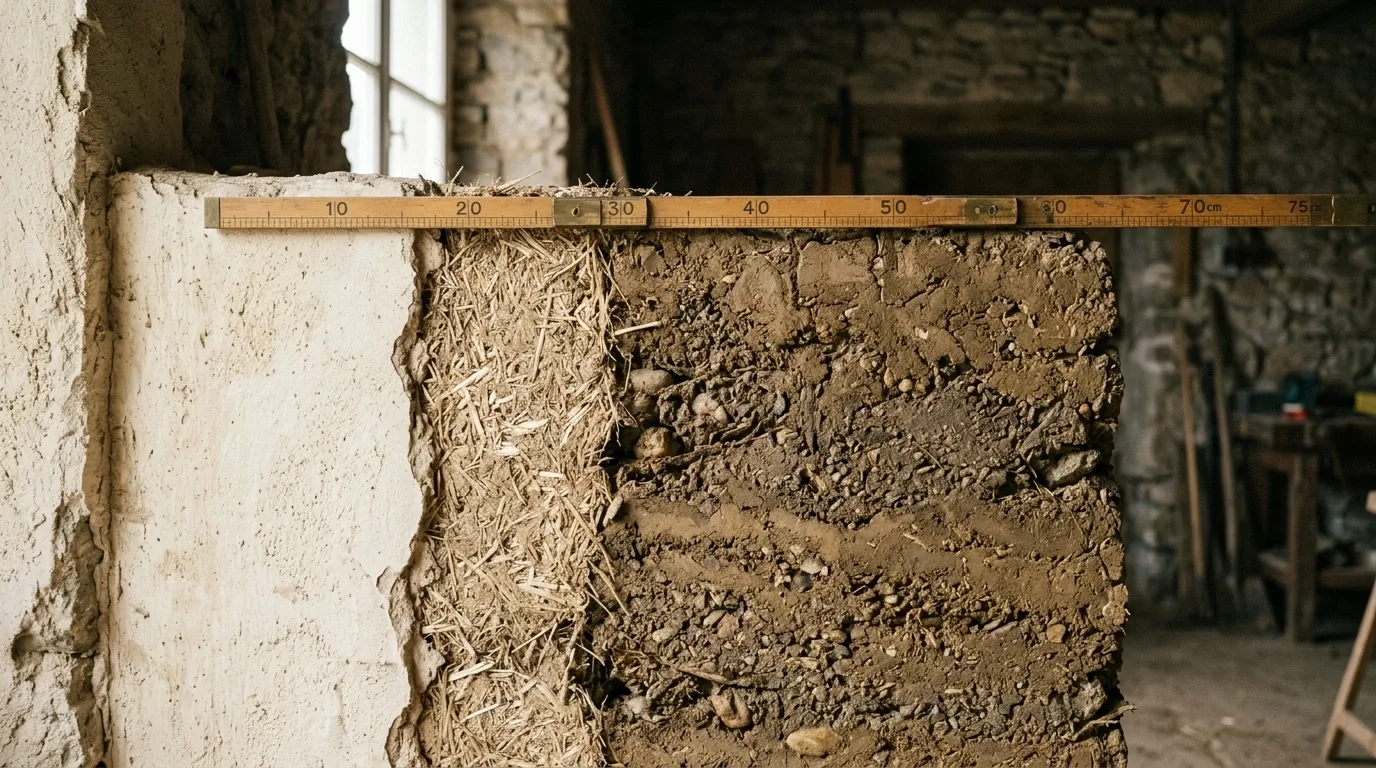 Coupe d’une paroi ancienne doublée par l’intérieur