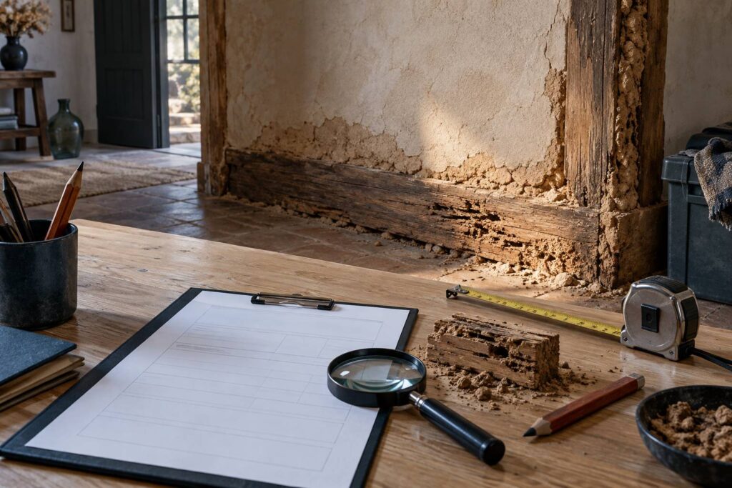 Illustration éditoriale du sujet : Déclarer des termites en mairie : le Cerfa 12010 pas à pas